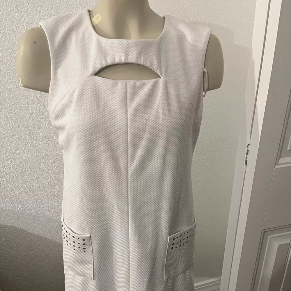 Sandra Darren Pencil Mini Zip Up Woman's Dress Regular White Size 6